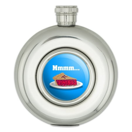 Mmm Pi Pie Math Funny Round Stainless Steel 5oz Hip Drink Flask