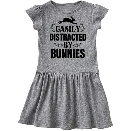 Inktastic Easily Distracted by Bunnies Gift Toddler Girl Dress
