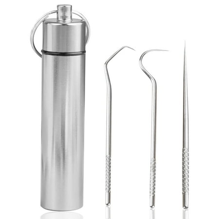 Stainless Steel 3 Pieces Toothpicks with Holder Mini Pocket Adult Seniors Dental Tools Container Office Travel Daily Personal Supplies Gift Silver
Stainless Steel 3 Pieces Toothpicks with Holder Mini Pocket Adult Seniors Dental Tools Container Office Travel Daily Personal Supplies Gift Silver