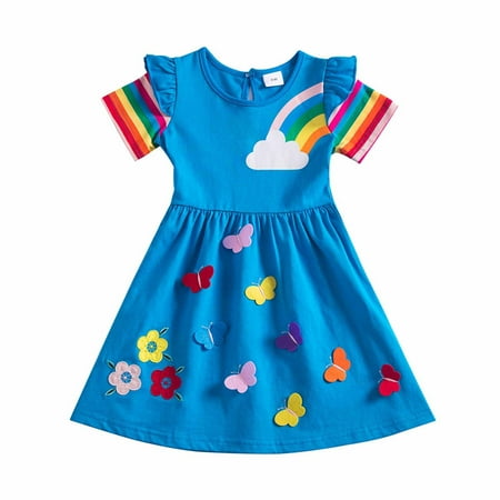 Toddler Girl s Summer Dresses Summer Girls Short Sleeved Pure Cotton Round Neck Rainbow Fabric Flower Embroidered Dress Summer Dresses for Toddler
Toddler Girl s Summer Dresses Summer Girls Short Sleeved Pure Cotton Round Neck Rainbow Fabric Flower Embroidered Dress Summer Dresses for Toddler