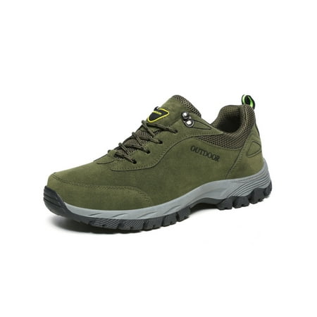 

Rotosw Men Trekking Shoe Lace Up Hiking Shoes Non-slip Sneakers Solid Color Sport Athletic Sneaker Outdoor Lightweight Trainers Olive Green 9
