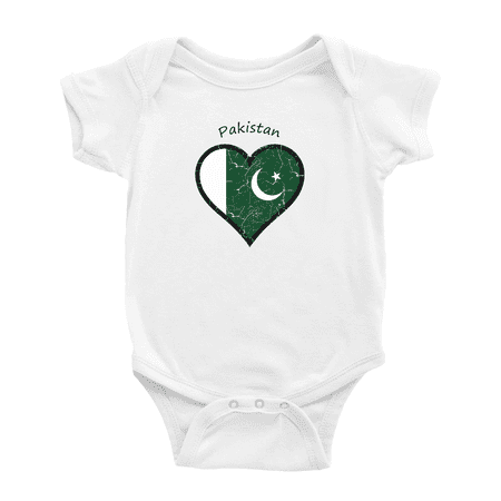 Pakistan Flag Heart Love Funny Baby Clothing Bodysuits Boy Girl Clothes