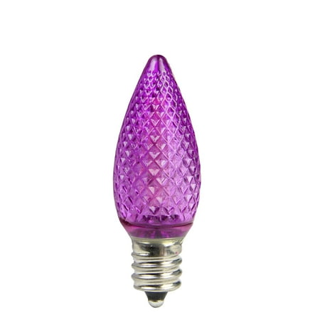 Pack of 4 Faceted Transparent Purple LED C7 Christmas Replacement Bulbs