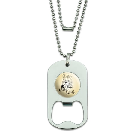 I Love My Coton de Tulear Military Dog Tag Bottle Opener Pendant