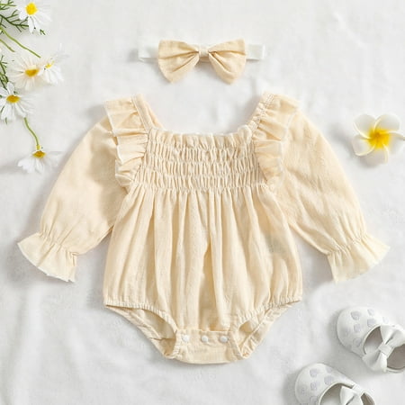 NIUREDLTD Girls Long Sleeve Solid Cotton Linen Pullover Romper Ruffles Bodysuits Headbands Set
NIUREDLTD Girls Long Sleeve Solid Cotton Linen Pullover Romper Ruffles Bodysuits Headbands Set