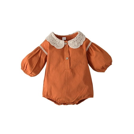 Thaisu Infant Baby Girls Romper Contrast Color Doll Collar Long Sleeves Bodysuit with Buttons
Thaisu Infant Baby Girls Romper Contrast Color Doll Collar Long Sleeves Bodysuit with Buttons
