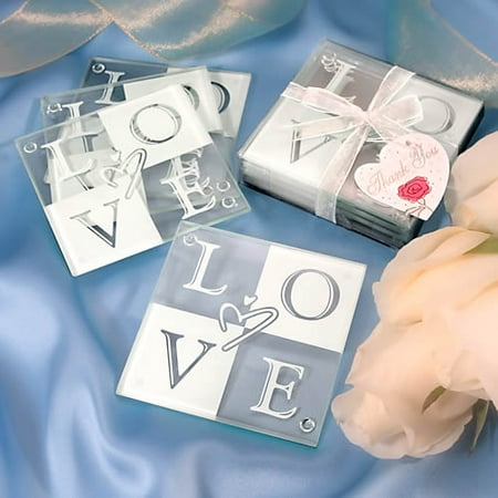48 LOVE Glass Coaster Set