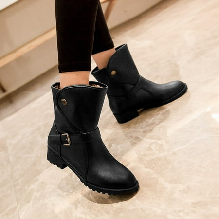 YOTAMI Womens Boot Winter Low Heel Warm Fleece Belt Buckle Thick Heel Round Toe Ankle Boots Workwear Black 5.5
YOTAMI Womens Boot Winter Low Heel Warm Fleece Belt Buckle Thick Heel Round Toe Ankle Boots Workwear Black 5.5
