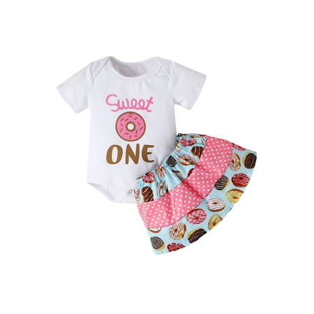 Suanret Newborn Baby Girls 1st Birthday Outfits Short Sleeve Letter Romper + Donut Print Skirt Summer Clothes Sets Pink 0-6 Months
Suanret Newborn Baby Girls 1st Birthday Outfits Short Sleeve Letter Romper + Donut Print Skirt Summer Clothes Sets Pink 0-6 Months