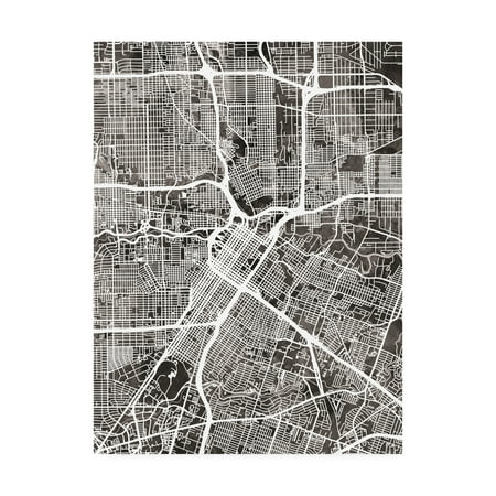 Trademark Fine Art 'Houston Texas City Street Map Black' Canvas Art by Michael Tompsett