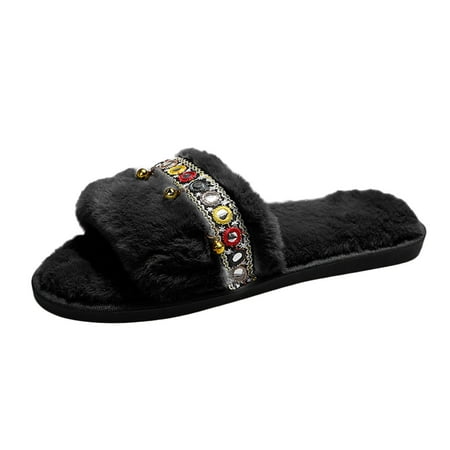 Youmylove Women Slippers Fashion Bells Decoration Ethnic Style Furry Casual Flat Slippers Comfort Cozy Leisure Daily Walking
Youmylove Women Slippers Fashion Bells Decoration Ethnic Style Furry Casual Flat Slippers Comfort Cozy Leisure Daily Walking
