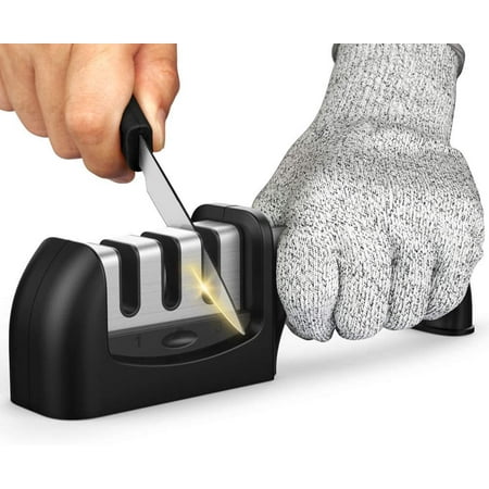 DLD kitchen 3-stage manual knife sharpener knife sharpener with protective gloves diamond coating tungsten steel and ceramic rod non-slip.
DLD kitchen 3-stage manual knife sharpener knife sharpener with protective gloves diamond coating tungsten steel and ceramic rod non-slip.
