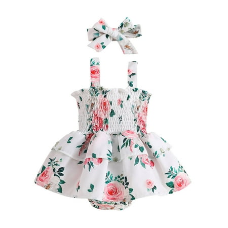 Frobukio 2Pcs Toddler Baby Girls Summer Casual Sling Romper Sleeveless Tutu Floral Playsuit Jumpsuit with Headband White 0-6 Months
Frobukio 2Pcs Toddler Baby Girls Summer Casual Sling Romper Sleeveless Tutu Floral Playsuit Jumpsuit with Headband White 0-6 Months