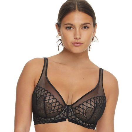 Prima Donna BLACK Vya Plunge Longline Underwire Bra US 36E UK 36DD