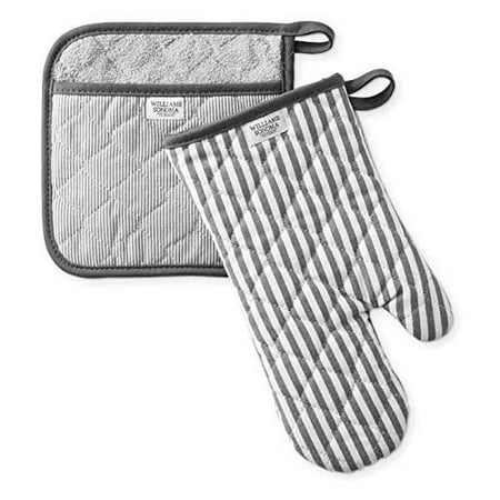 Bay Stripe Oven Mitt & Potholder Set Drizzle Grey