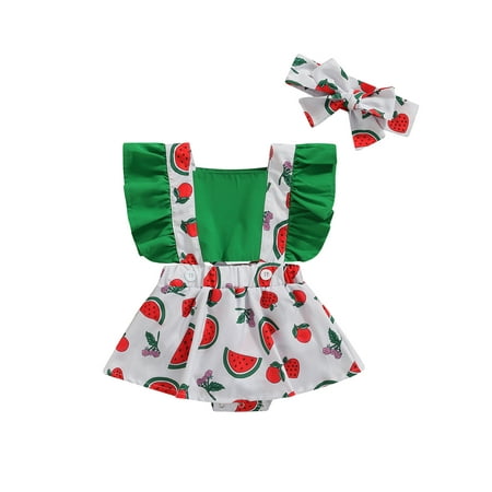 TheFound Newborn Baby Girl Summer Ruffle Short Sleeve Romper Outfits Fruit Print Jumpsuit Dress + Headband Set
TheFound Newborn Baby Girl Summer Ruffle Short Sleeve Romper Outfits Fruit Print Jumpsuit Dress + Headband Set
