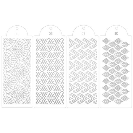 4pcs Birthday Baking Template Embossed Flower Cake Stencil Hollowed Design