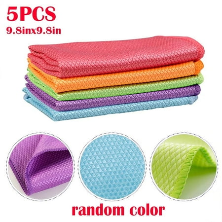 5Pcs Wiping Rags Strong Absorption Durable Polyester Kitchen Oil Dust Wipe Clean Cloth for Kitchen