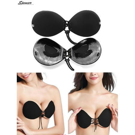 Spencer Women s Strapless Padded Invisible Bra Backless Self-Adhesive Push Up Bra with Drawstring Sticky Bras (Black Cup D)
Spencer Women s Strapless Padded Invisible Bra Backless Self-Adhesive Push Up Bra with Drawstring Sticky Bras (Black Cup D)