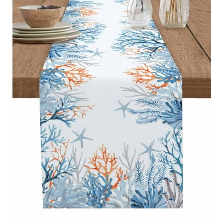 Coastal Coral Table Runner Blue Ocean Starfish Seagrass Watercolor Tablerunners 13 x 60 Inch Table Decorations Tabletop Scarf for Summer Gathering Holiday Farmhouse Kitchen Dining Decor
Coastal Coral Table Runner Blue Ocean Starfish Seagrass Watercolor Tablerunners 13 x 60 Inch Table Decorations Tabletop Scarf for Summer Gathering Holiday Farmhouse Kitchen Dining Decor