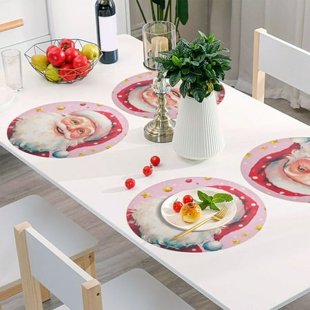 Round Grid Placemat One Sizex4 Round Placemat PVC Plate Mat,15.4 Inch Non-Slip and Heat Resistant Table Placemat Dining Room Placemat Pink Santa Claus
Round Grid Placemat One Sizex4 Round Placemat PVC Plate Mat,15.4 Inch Non-Slip and Heat Resistant Table Placemat Dining Room Placemat Pink Santa Claus
