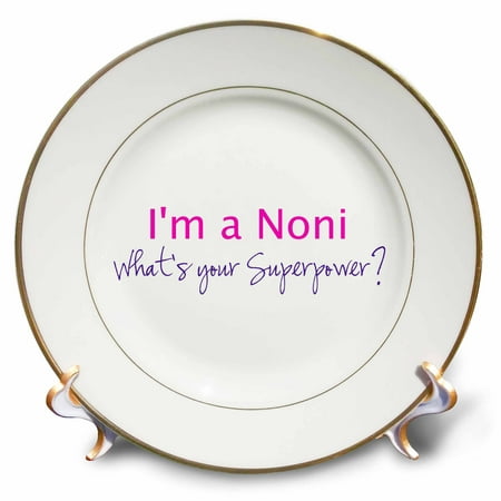 3dRose Im a Noni - Whats your Superpower - hot pink - funny gift for grandma, Porcelain Plate, 8-inch