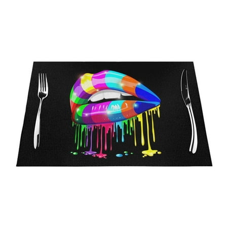 PUREYAH Table Placemats Set of 1 Washable Heat Resistant Rainbow LGBT Lip Table Decorations Placemats for Dining Room Kitchen
PUREYAH Table Placemats Set of 1 Washable Heat Resistant Rainbow LGBT Lip Table Decorations Placemats for Dining Room Kitchen