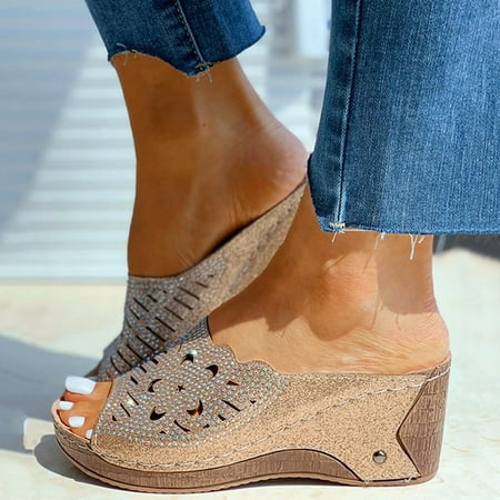 Aayomet Sandals for Women Dressy Summer Ladies Fashion Summer Rhinestone Cutout Platform Wedge Open Toe Sandals Gold 7
Aayomet Sandals for Women Dressy Summer Ladies Fashion Summer Rhinestone Cutout Platform Wedge Open Toe Sandals Gold 7