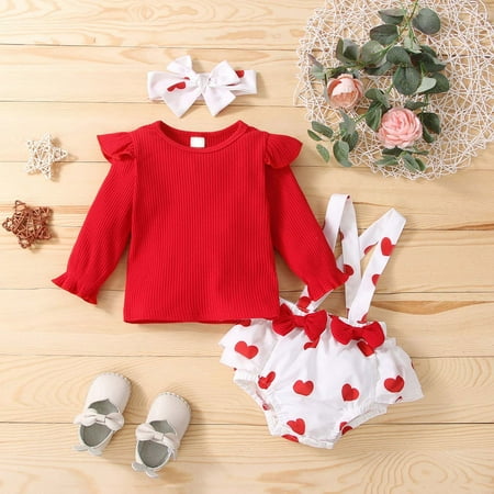 QIPOPIQ Infant Girl s Clothing Set Clearance Valentine s Day Baby Girls Long Sleeve Round-Neck Blouses+Bow-knot Print Suspenders Pants+ Headband Three-piece Set
QIPOPIQ Infant Girl s Clothing Set Clearance Valentine s Day Baby Girls Long Sleeve Round-Neck Blouses+Bow-knot Print Suspenders Pants+ Headband Three-piece Set