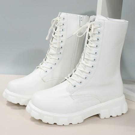 Women s Faux Leather Mid Calf Boots Lace Up Side Zipper Anti-slip Platform Solid Color Fashion Boots Women s Round Toe Footwear
Women s Faux Leather Mid Calf Boots Lace Up Side Zipper Anti-slip Platform Solid Color Fashion Boots Women s Round Toe Footwear
