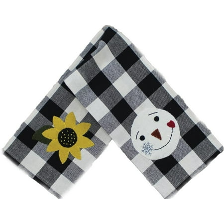 Sunflower Snowman Face Buffalo Check Towels - Black Set of 2
Sunflower Snowman Face Buffalo Check Towels - Black Set of 2