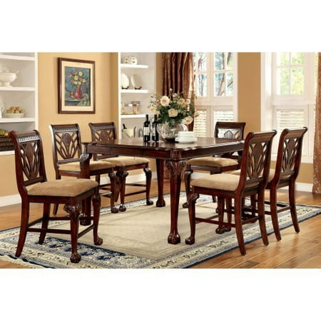 Furniture of America Harsburough Classic Counter Height 7 Piece Dining Table Set