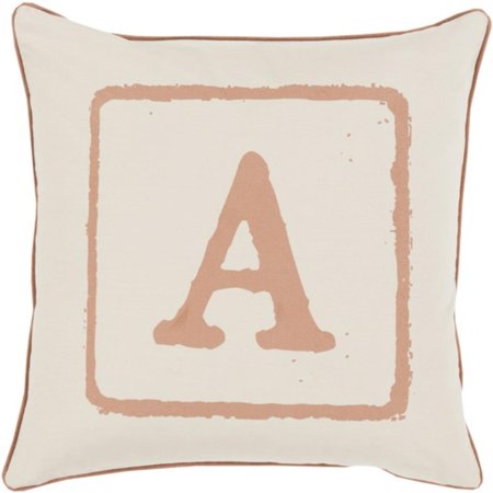 22" Beige and Brown "A" Big Kid Blocks Decorative Throw Pillow