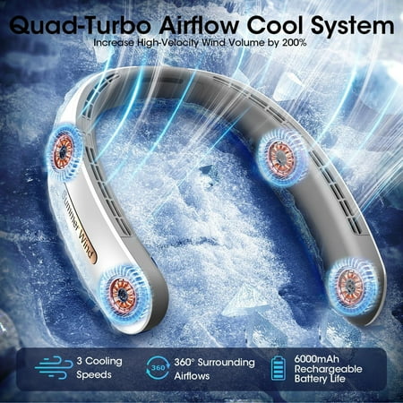 Comfortable and Powerful Bladeless Design Portable Turbo Neck Fan for Maximum Cooling - Rechargeable USB Fan with Long-Lasting 6000mAh Battery - Customized Cooling with 3 Speeds - Wearabl
Comfortable and Powerful Bladeless Design Portable Turbo Neck Fan for Maximum Cooling - Rechargeable USB Fan with Long-Lasting 6000mAh Battery - Customized Cooling with 3 Speeds - Wearabl