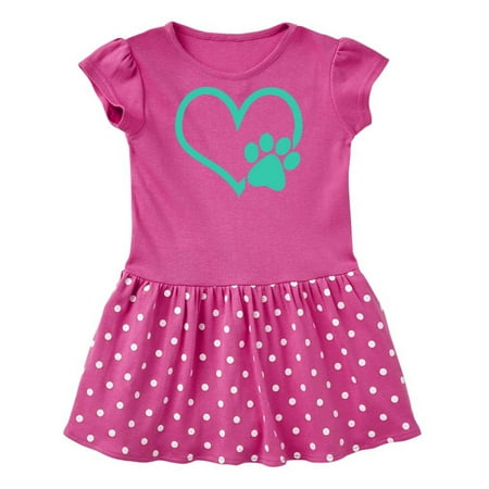 Inktastic Teal Heart With Paw Print Gift Baby Girl Dress