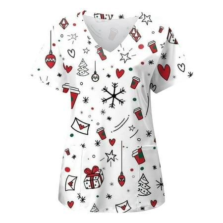 Scrub Tops for Women Christmas Short Sleeve Shirts Relaxed-Fit V-Neck Classic Graphic Tees Printed Shirt Blouses Workwear
Scrub Tops for Women Christmas Short Sleeve Shirts Relaxed-Fit V-Neck Classic Graphic Tees Printed Shirt Blouses Workwear