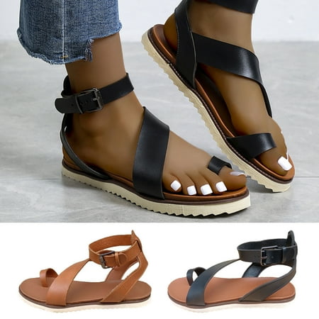 Cethrio Womens Summer Comfort Flats Sandals- on Clearance Wide Width Flat Clip-Toe Round Toe Buckle Buckle Black Dressy Sandals/ Slides Size 9.5
Cethrio Womens Summer Comfort Flats Sandals- on Clearance Wide Width Flat Clip-Toe Round Toe Buckle Buckle Black Dressy Sandals/ Slides Size 9.5