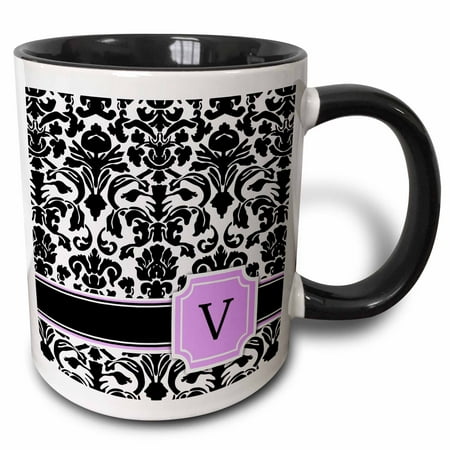 3dRose Personal initial V monogrammed pink black and white damask pattern girly stylish personalized letter - Two Tone Black Mug 11-ounce
3dRose Personal initial V monogrammed pink black and white damask pattern girly stylish personalized letter - Two Tone Black Mug 11-ounce