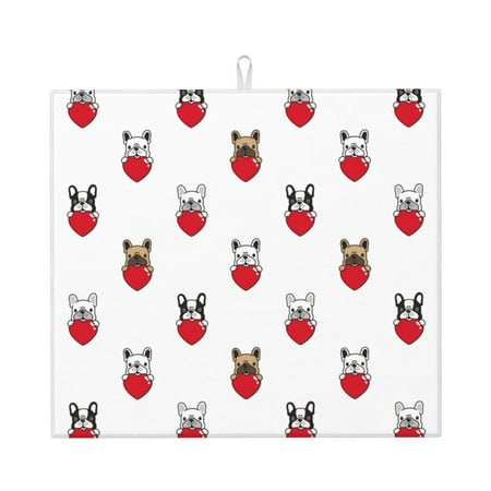 Dish Drying Mats for Kitchen Counter - Cute French Bulldog Love 16x18In Anti-Slip Absorbent Microfiber Drying Mat for Kitchen Counter Mat Dish Rack Mat with Hanging Loop
Dish Drying Mats for Kitchen Counter - Cute French Bulldog Love 16x18In Anti-Slip Absorbent Microfiber Drying Mat for Kitchen Counter Mat Dish Rack Mat with Hanging Loop