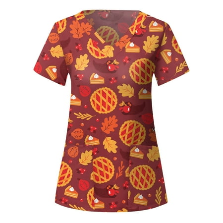 Thanksgiving Women Scrubs Top Nurses Clothing Working Uniform Top Care Workwears Short Sleeve V-Neck Turkey Printed Top Fashion T-Shirts
Thanksgiving Women Scrubs Top Nurses Clothing Working Uniform Top Care Workwears Short Sleeve V-Neck Turkey Printed Top Fashion T-Shirts