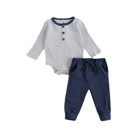 Qtinghua 2Pcs Newborn Baby Boy Ribbed Long Sleeve Romper Bodysuit Drawstring Pants Pajamas Fall Winter Outfits Royal Blue 3-6 Months
Qtinghua 2Pcs Newborn Baby Boy Ribbed Long Sleeve Romper Bodysuit Drawstring Pants Pajamas Fall Winter Outfits Royal Blue 3-6 Months