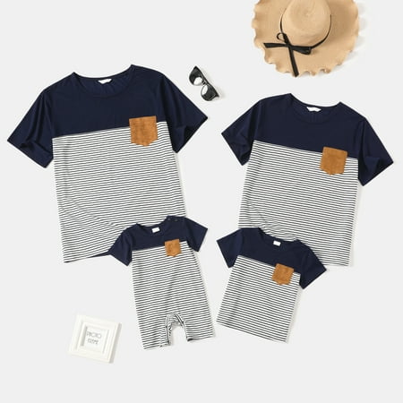 PatPat Family Matching Solid Splicing Striped Short-sleeve T-shirts Sizes Baby-Kids-Adult One piece
PatPat Family Matching Solid Splicing Striped Short-sleeve T-shirts Sizes Baby-Kids-Adult One piece