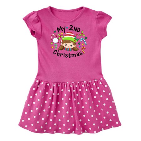 Inktastic My 2nd Christmas Elf Girl with Candy Canes Gift Baby Girl Dress