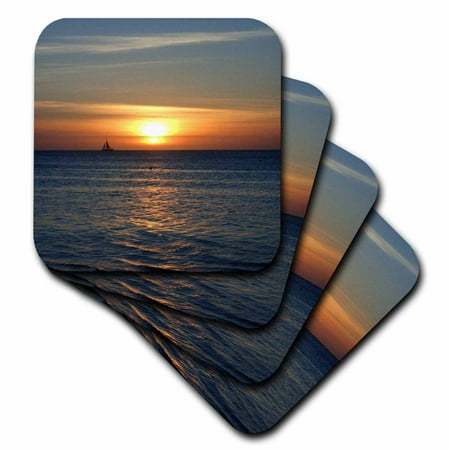 3dRose Aruba Sunset 2 Soft Coasters set of 4