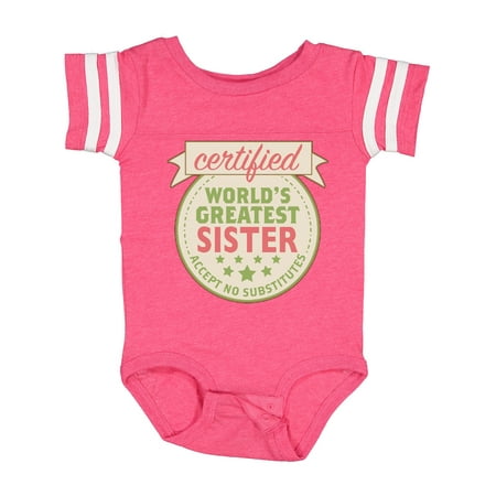 Inktastic Certified World s Greatest Sister Accept No Substitutes Gift Baby Girl Bodysuit
Inktastic Certified World s Greatest Sister Accept No Substitutes Gift Baby Girl Bodysuit