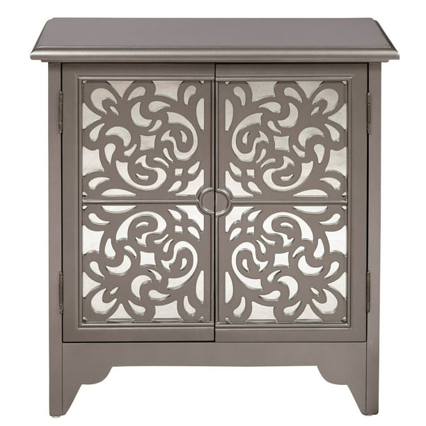 Silver Mirrored Overlay Door Chest