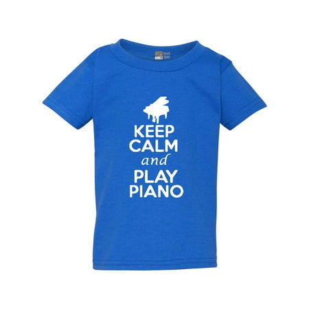 Keep Calm and Play Piano Pianist Musician Music Lover Toddler Kids T-Shirt Tee