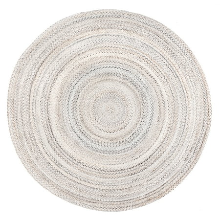 nuLOOM Kyla Handmade Braided Farmhouse Round Area Rug 6 Beige