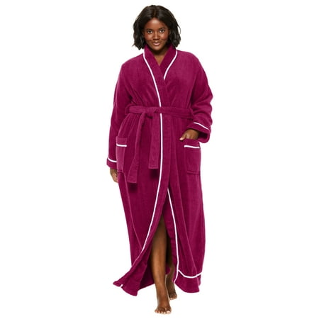 Dreams & Co. Plus Size Spa Terry Long Wrap Robe