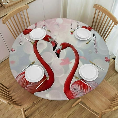 SHERONV Flamingos Love Round Table Cover Stain Resistant Washable Indoor Outdoor Tablecloth Kitchen Dining Wedding Parties Outdoor Fitted 100% Polyester Fiber 54-58
SHERONV Flamingos Love Round Table Cover Stain Resistant Washable Indoor Outdoor Tablecloth Kitchen Dining Wedding Parties Outdoor Fitted 100% Polyester Fiber 54-58